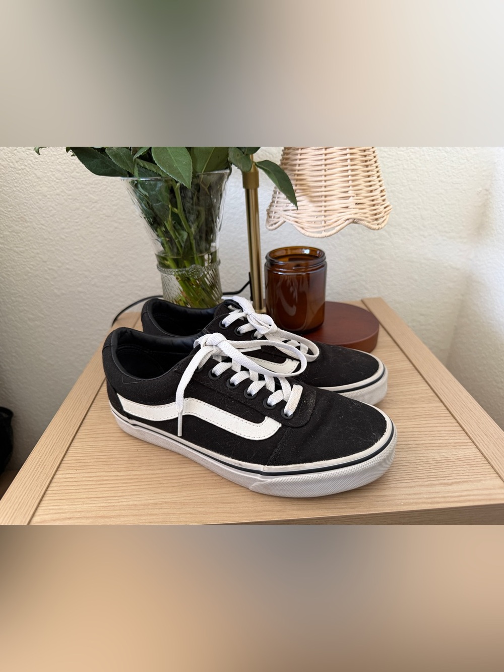 Vans Black Canvas Low-Top Sneakers with White Stripe